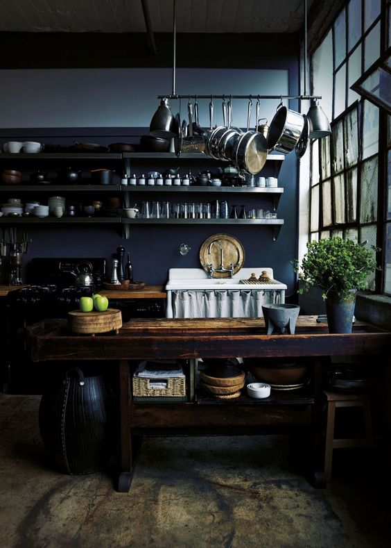 dark and moody interior rooms for fall cozy kitchen