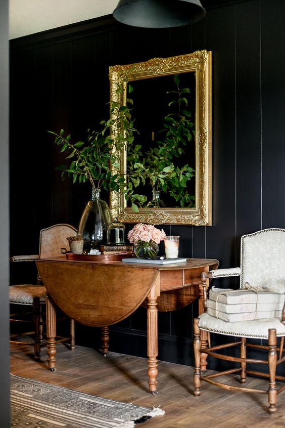 dark and moody interior rooms for somber entryway