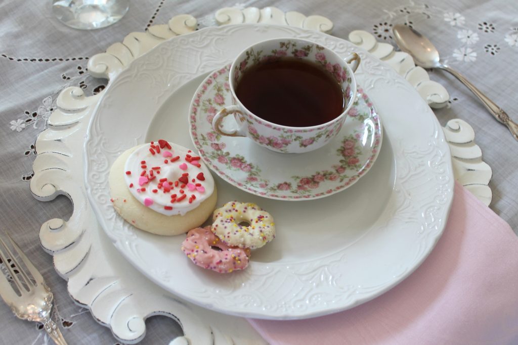 Valentine's Day tea table setting