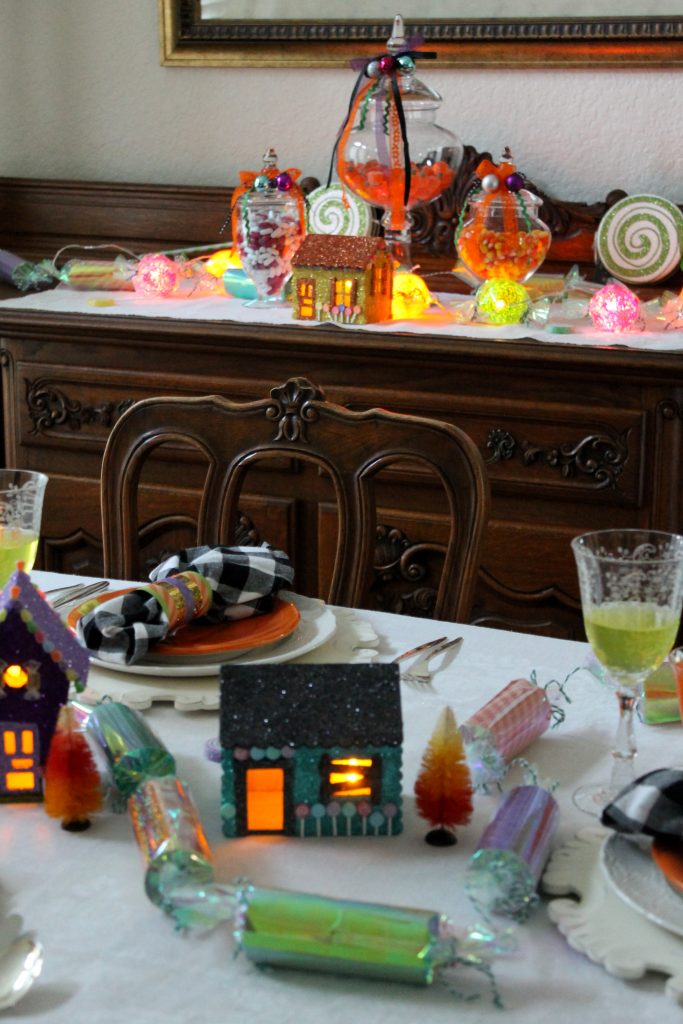 Hansel and Gretel Tablescape at night