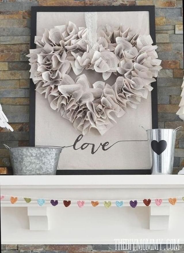 Book page heart wreath
