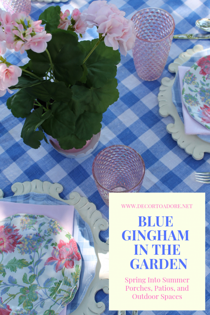 Blue Gingham In The Garden