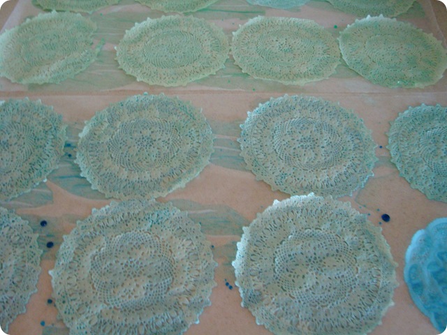 dyed doilies
