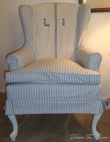 blue ticking wingchairs