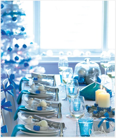 Blue Christmas Table
