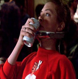 Sixteen Candles Joan Cusack with her neck brace on.