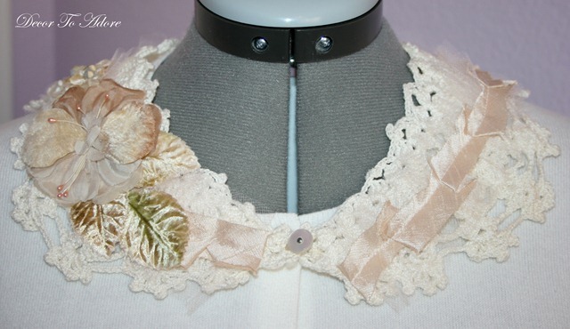 Ivory lace and crochet collar