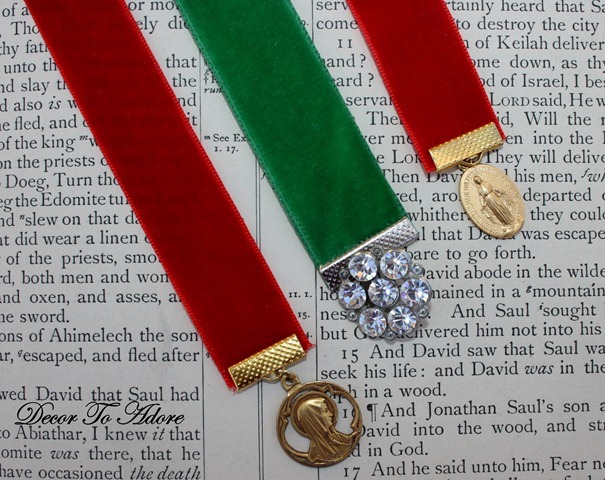 Red Rose Velvet Ribbon Bookmark