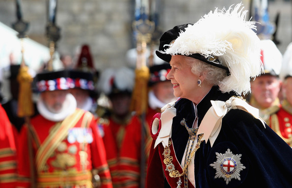 HM Queen Elizabeth II takes part in the Garter Ceremony Procession up to St George's Chapel on June 15, 2009 in Windsor, England. The Order of the Garter is the senior and oldest British Order of Chivalry, founded by Edward III in 1348. Membership in the order is limited to the sovereign, the Prince of Wales, and no more than twenty-four members. (Photo by Chris Jackson/WPA Pool/Getty Images) *** Local Caption *** Queen Elizabeth II