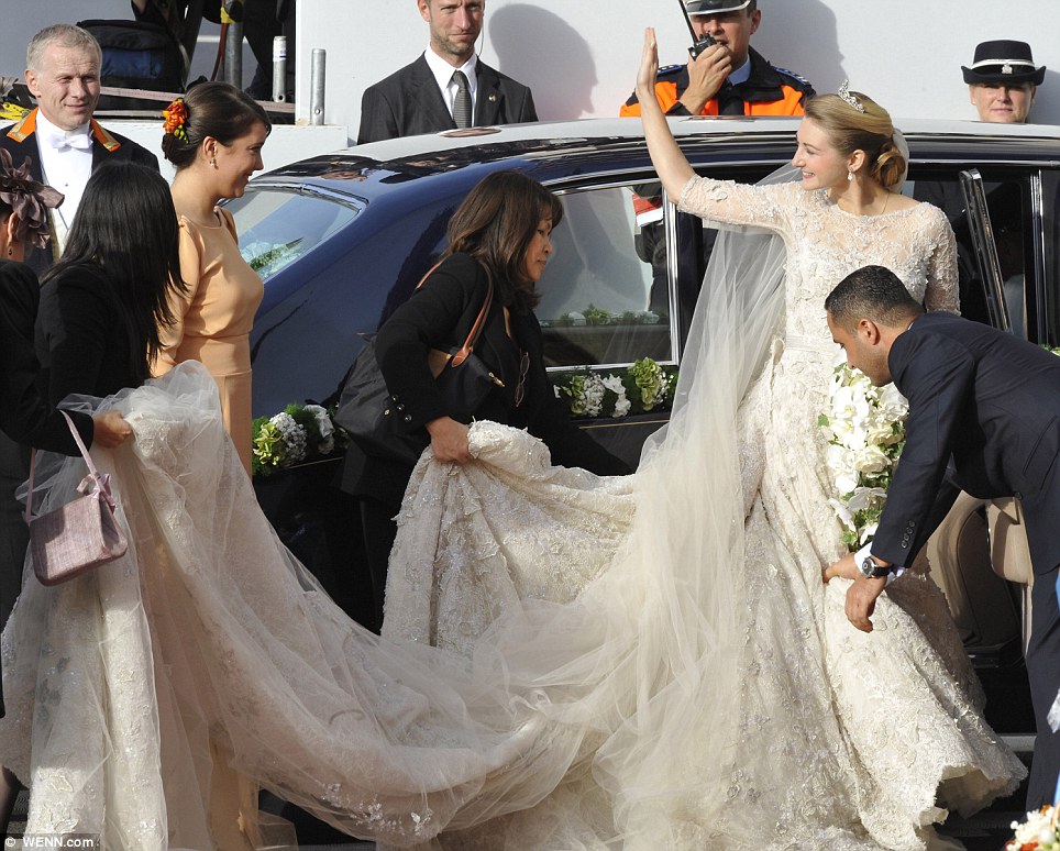 The wedding dress, designed by Lebanese fashion designer Elie Saab