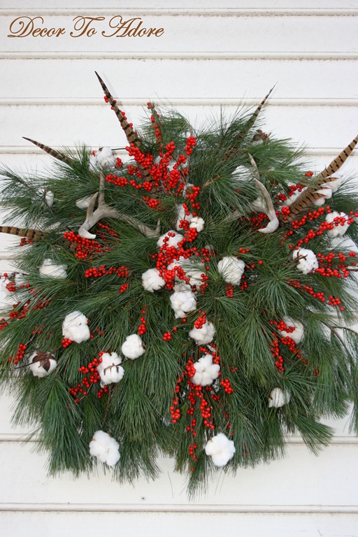 christmas cotton boll wreath