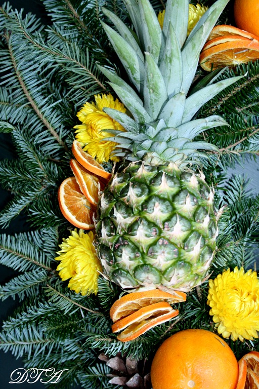 orange and pineapple wreath