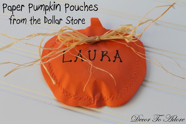 Day 26 ~ Paper Pumpkin Candy Pouches from the Dollar Store