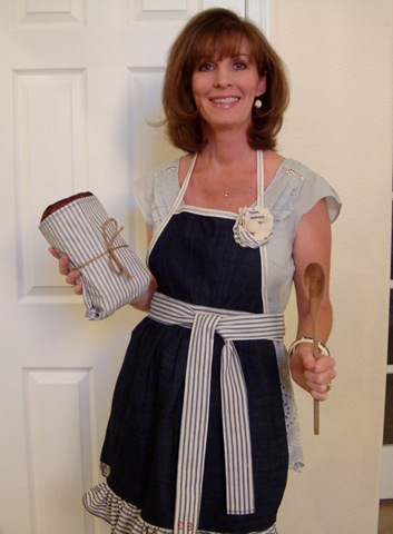 Denim and ticking apron