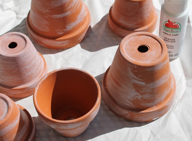 whitewashed terra cotta pots