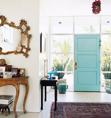 paint the interior side of the front door...love this idea