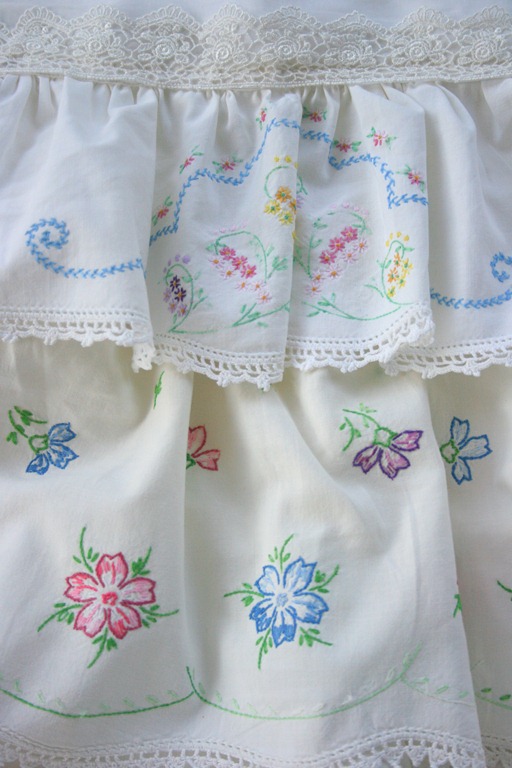 Embroidered pillowcase apron