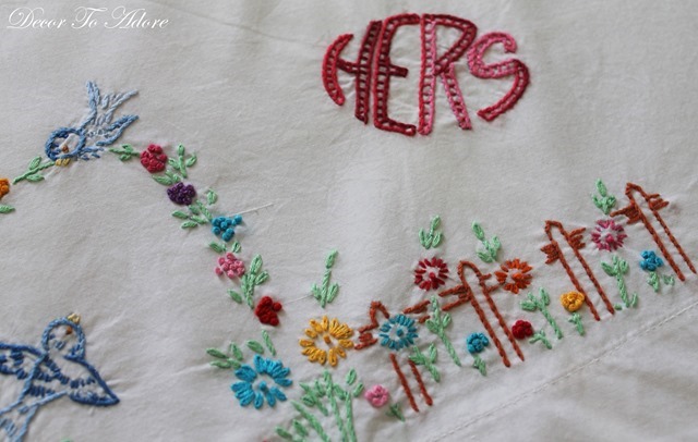 embroidered pillowcase