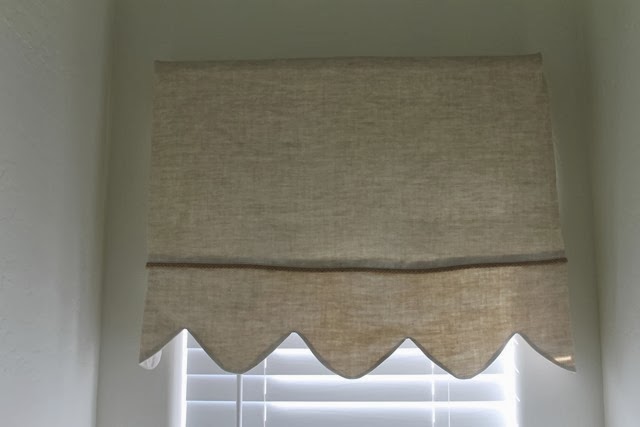 New Scalloped Linen Valances for the Master Bathroom