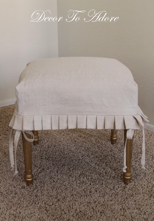 A French Footstool Receives a Slipcovered Makeover