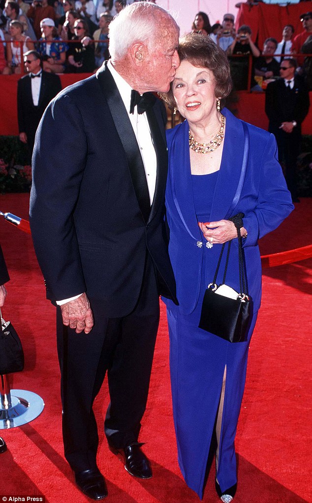 Longtime love: Shirley Temple and her husband Charles Aiden Black at the Oscars in 1998. The couple were married for half a century