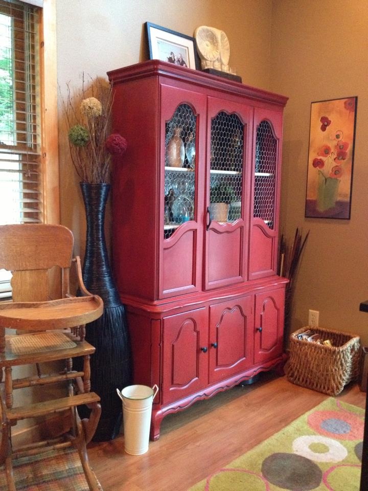 Hutch with chicken wire - can update my china cabinet to this sort of style!