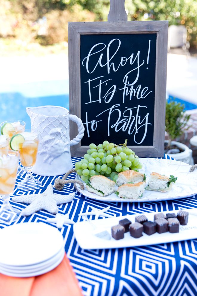 Nautical Party by the pool! Cute items with links to buy!