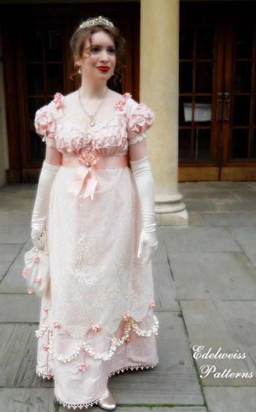 The hand sewn Regency silk ball gown, by Edelweiss Patterns. 