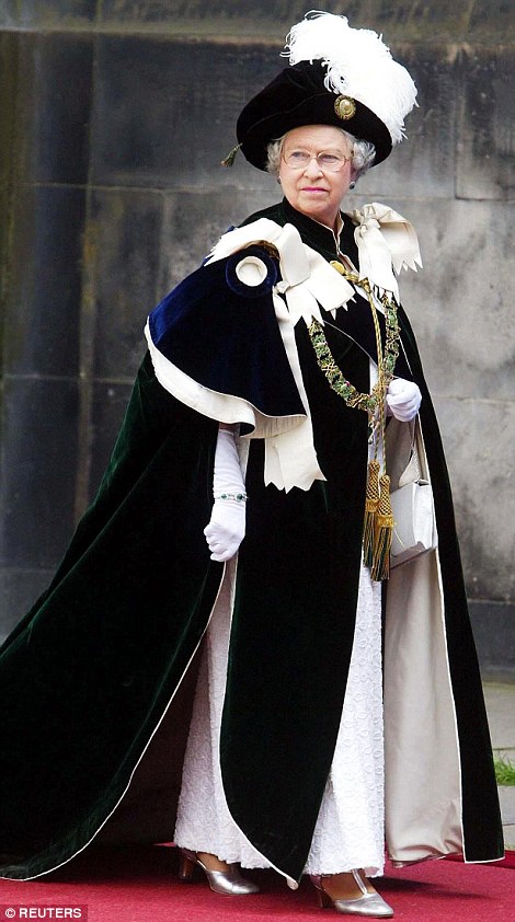 The Queen in her robes at the ceremony in 2003