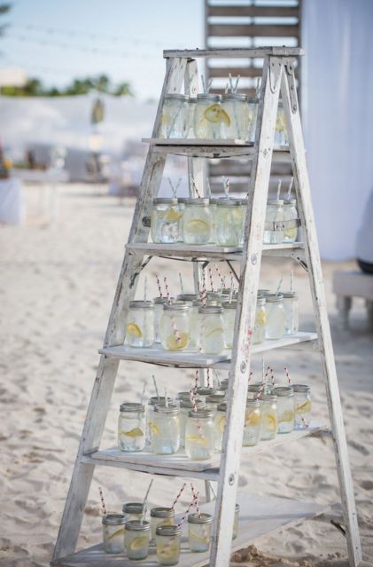 Love this drink stand idea for a beach wedding! Destination Wedding in the Cayman Islands: 