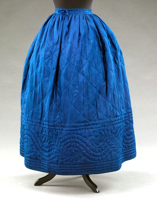silk petticoat, 1860s quilted for winter warmth