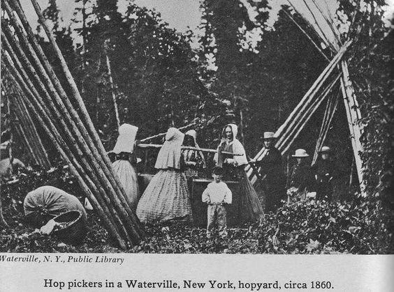 civil war era work dresses with hoops, slat & corded bonnets