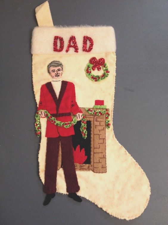Vintage Christmas Stocking DAD Made from kit: 