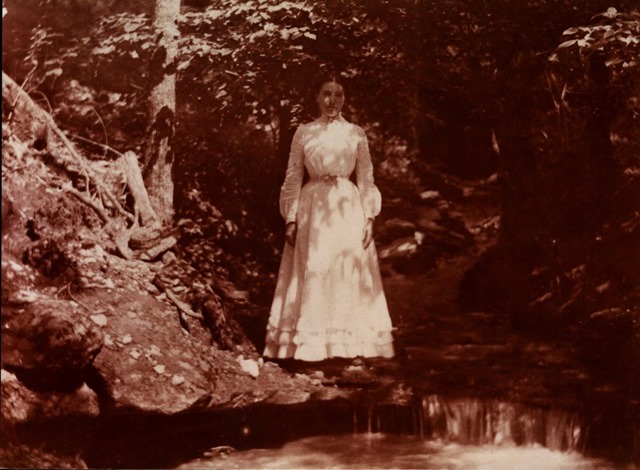 Laura Ingalls Wilder at age 30 in 1900 on Rocky Ridge Farm.