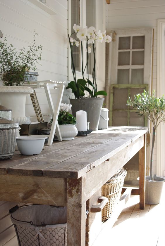 Garden Bench table scape 