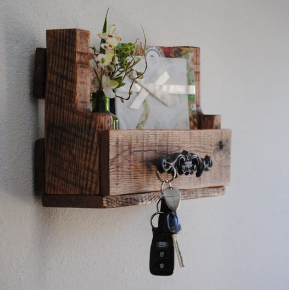 Shelf - Mail Organizer - Rustic - Natural - Pallet - Home Decor - Made to Order $33: 