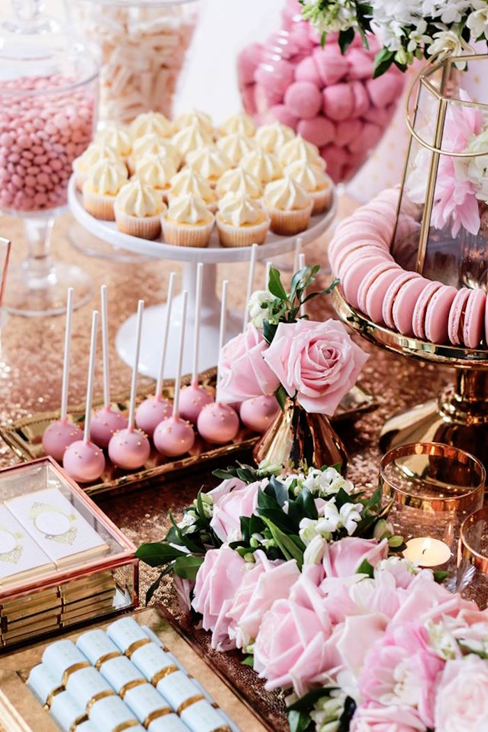 Sweets + Decor from a Copper, Pink & Gold Princess Party via Kara's Party Ideas | KarasPartyIdeas.com (11)