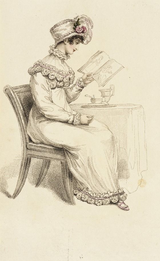 Morning dress, fashion plate, hand-colored engraving on paper, published London, July 1815. 