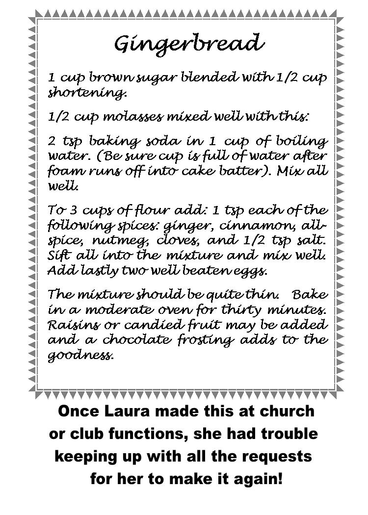 Laura Ingalls Wilder Gingerbread recipe