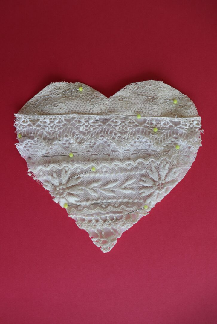 Lace Valentine Hearts Made From Scraps