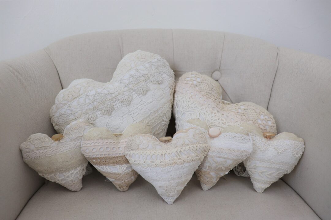 Pile of heart pillows