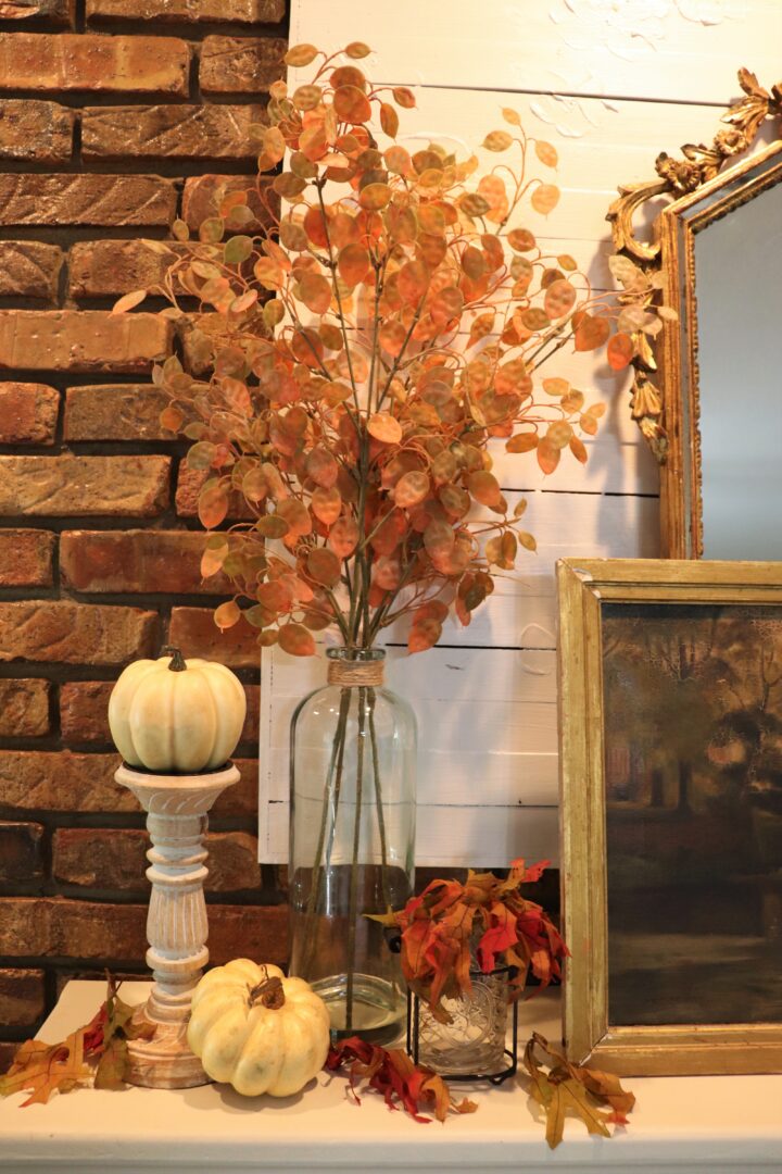 An Early Fall Mantel With Found Objects