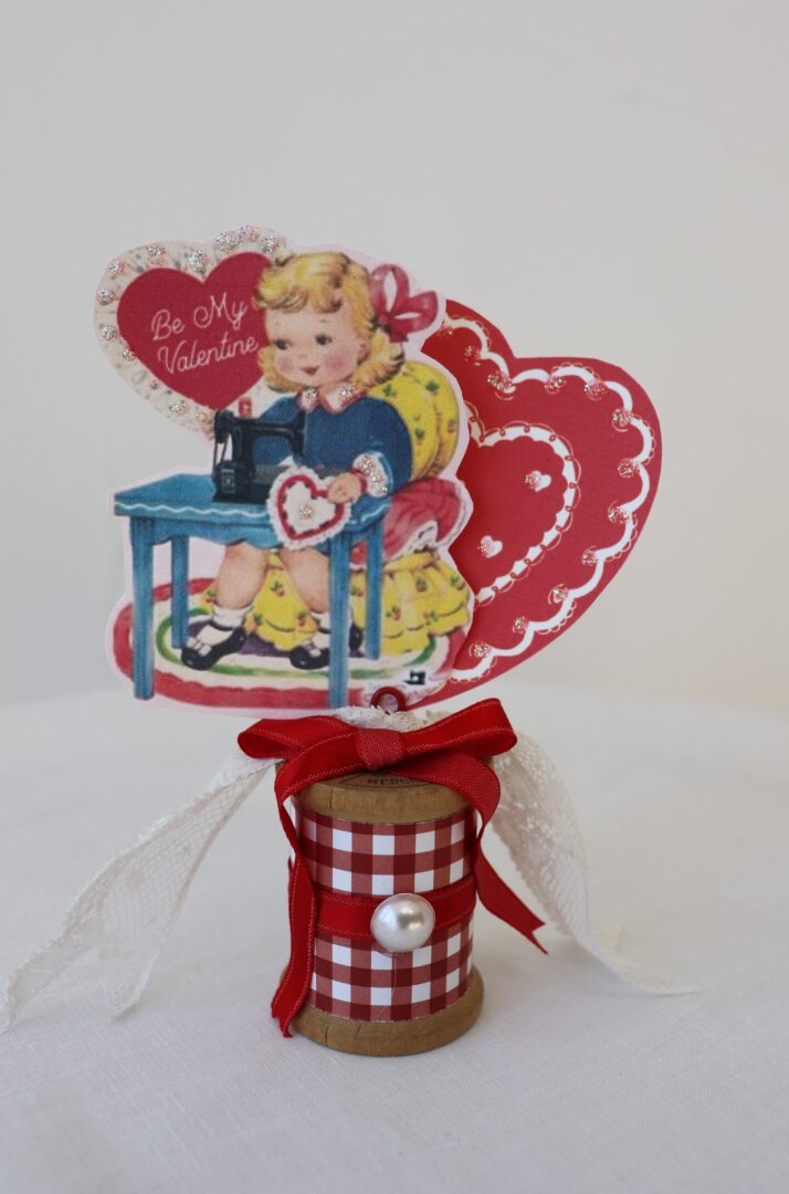 Wooden Spool Vintage Valentine Craft