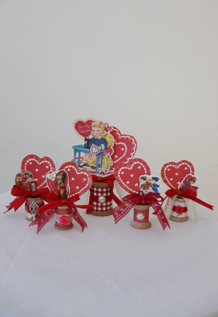 Wooden Spool Vintage Valentine Craft