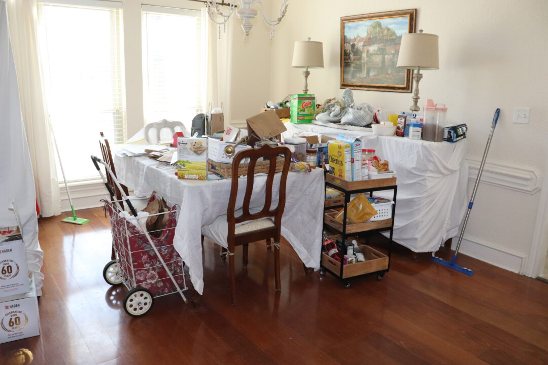 dining room clutter