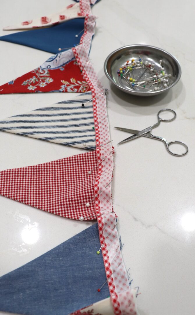Sewing the pennant