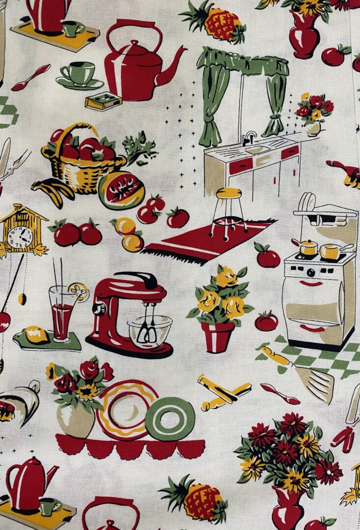 Retro print kitchen fabric