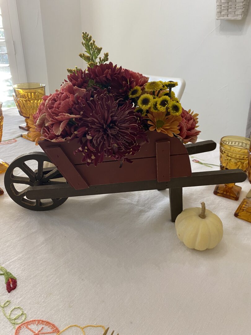 Wheelbarrow centerpiece