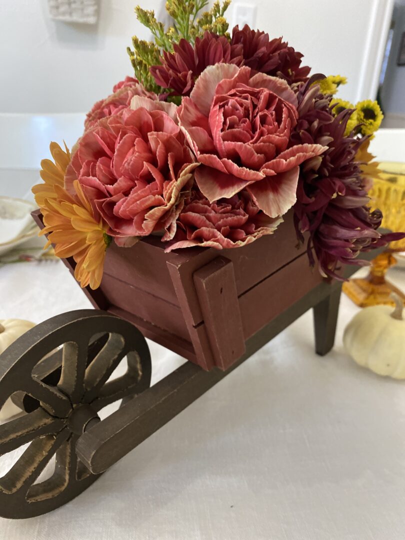 Wheelbarrow centerpiece