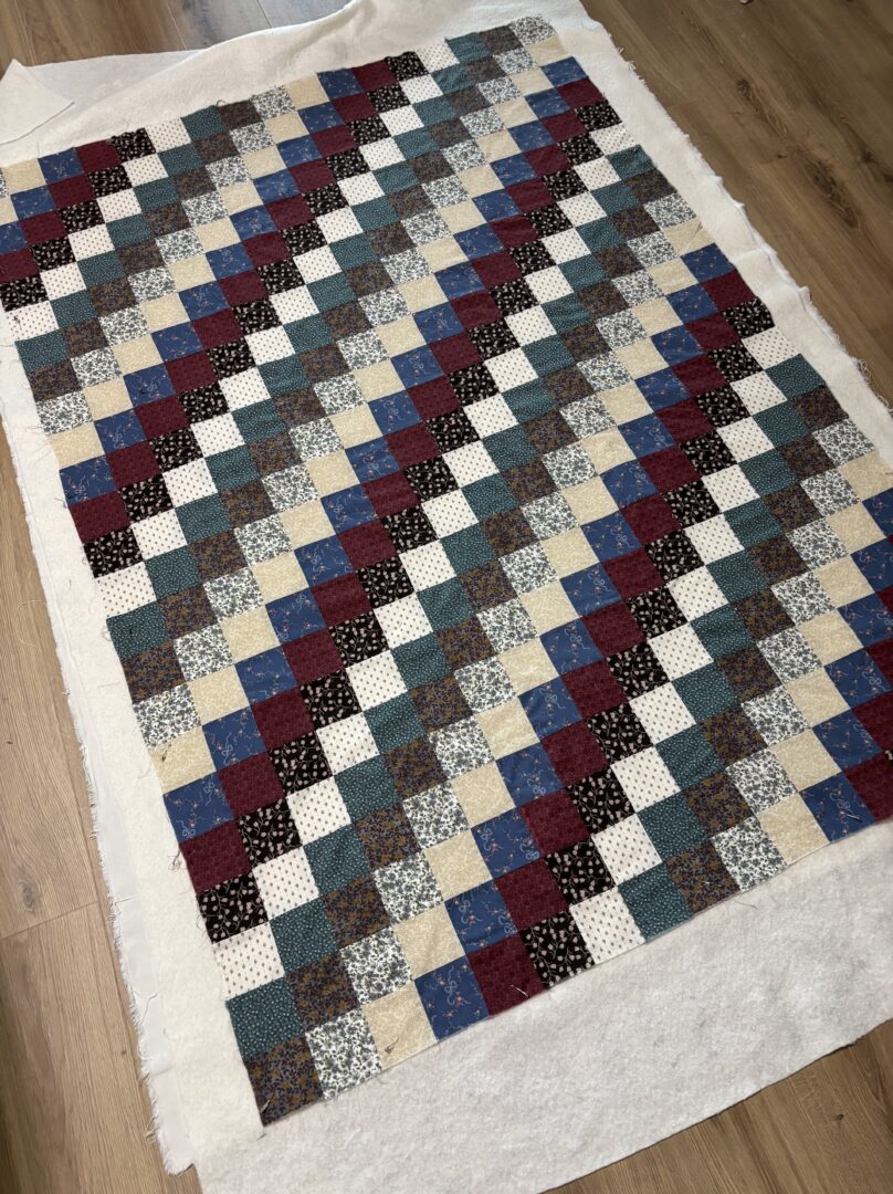 Pinning a quilt